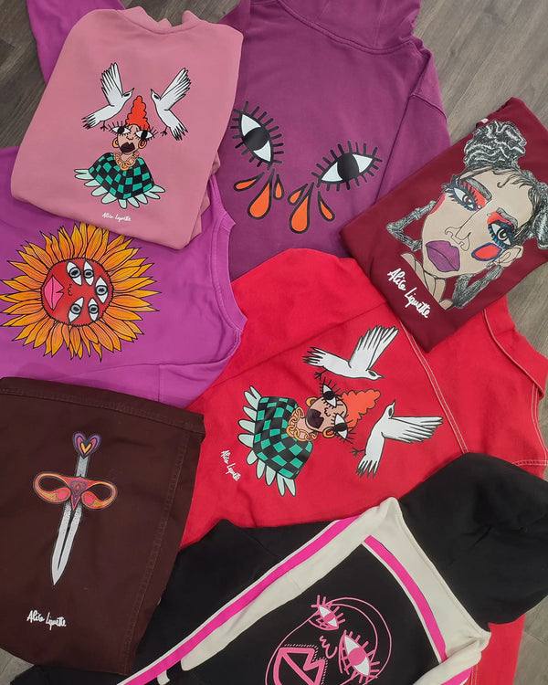 Sweats et t-shirts illustrés, DTF, Collection d'artiste, atelier Antistatik à Toulouse