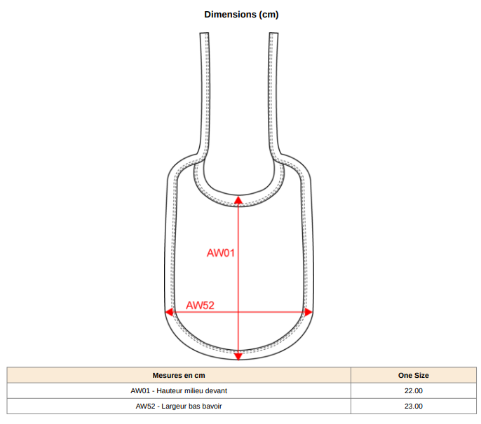 Dimensions : Bavoir en coton pour bébé personnalisable